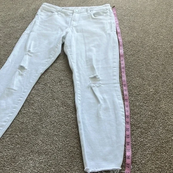 BP Nordstrom Raw Hem Skinny Size 29 High-Rise‎ Stretch White Distressed Jeans - Picture 7 of 10